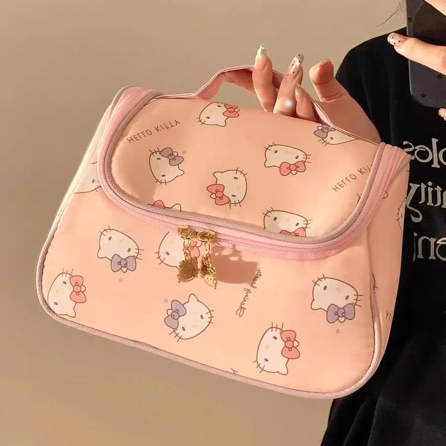 Cute Makeup Bag for Women  Cosmetic Organizer, Travel Toiletry Bag, Large Capacity Packing Cube, Waterproof & Durable, Portable for Daily & Travel Use (pink)