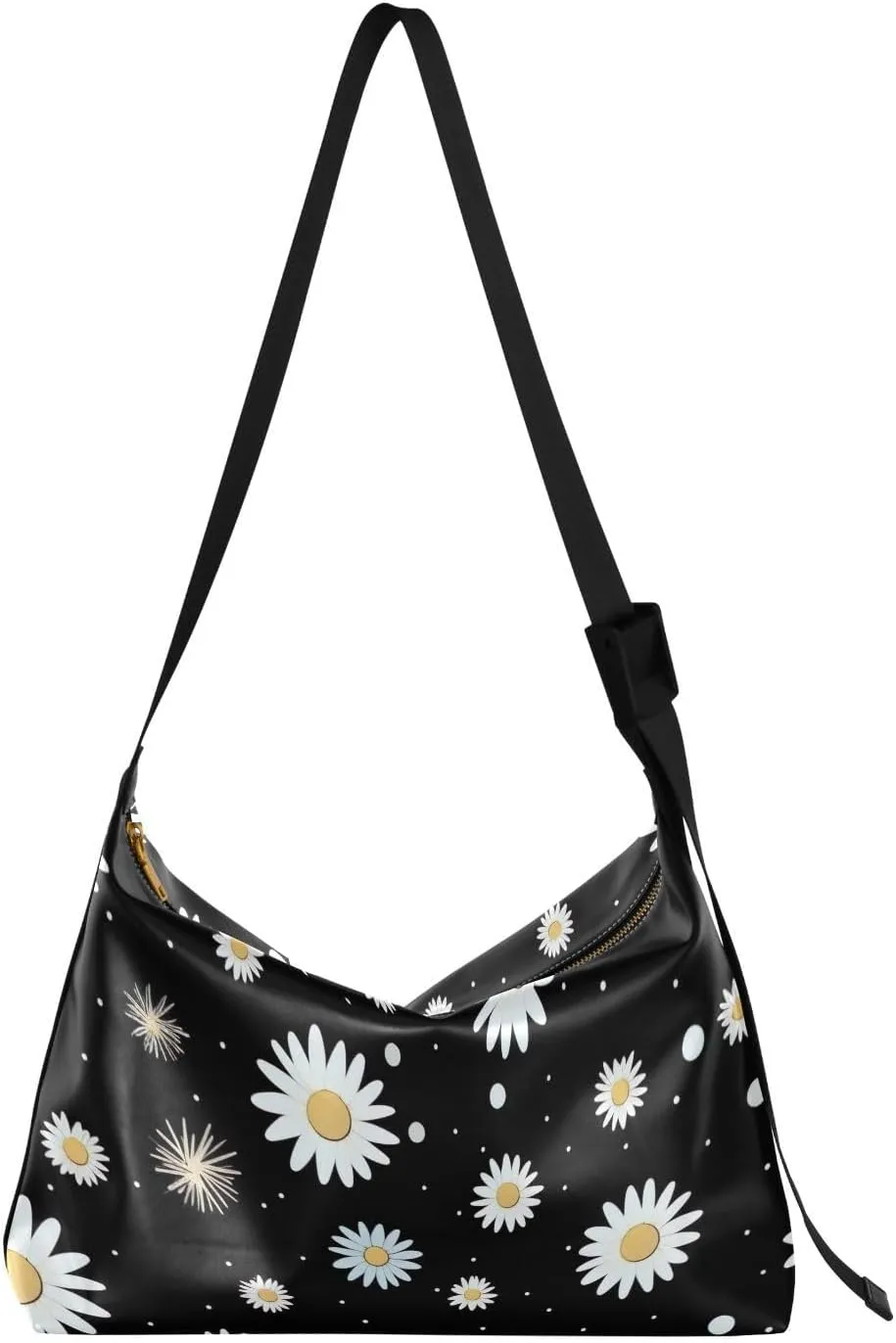 Daisy Spring Floral Tote Bag for Women Large Hobo Bags Crossbody Shoulder Bag Womens Shoulder Bags with Adjustable Strap for Girl