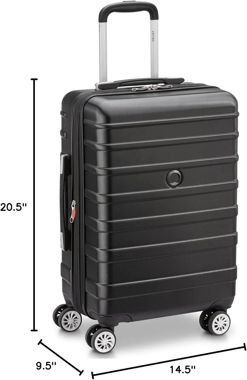 DELSEY PARIS Margot Hardside Luggage, Dual Wheel Spinners for Smooth Travel, Expandable with Spacious & Organizable compartments, Men and Women, Black, Carry-On 20-Inch