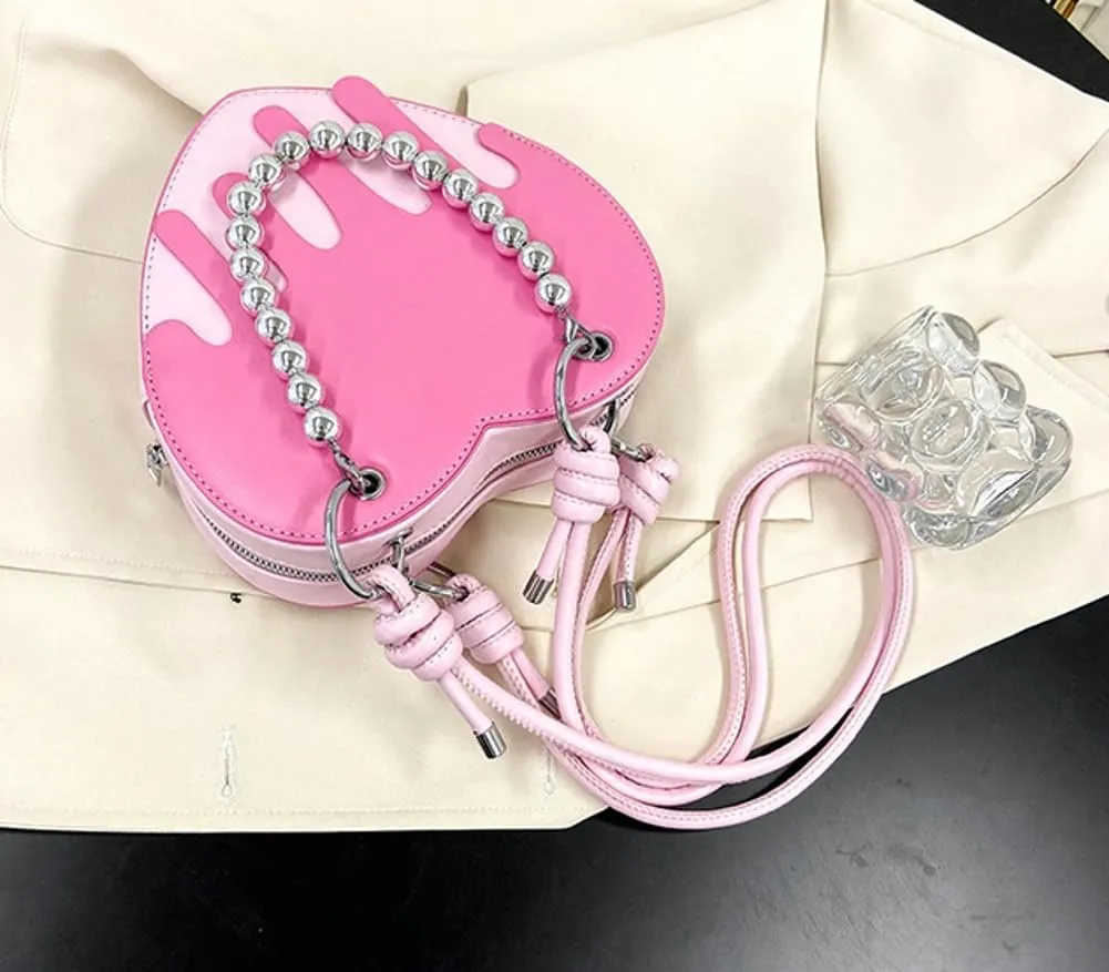 Designer PU Bag for Women Heart Shape Crossbody Hobo Shoulder Bag Trendy Casual Underarm Purse Handbag with Zipper