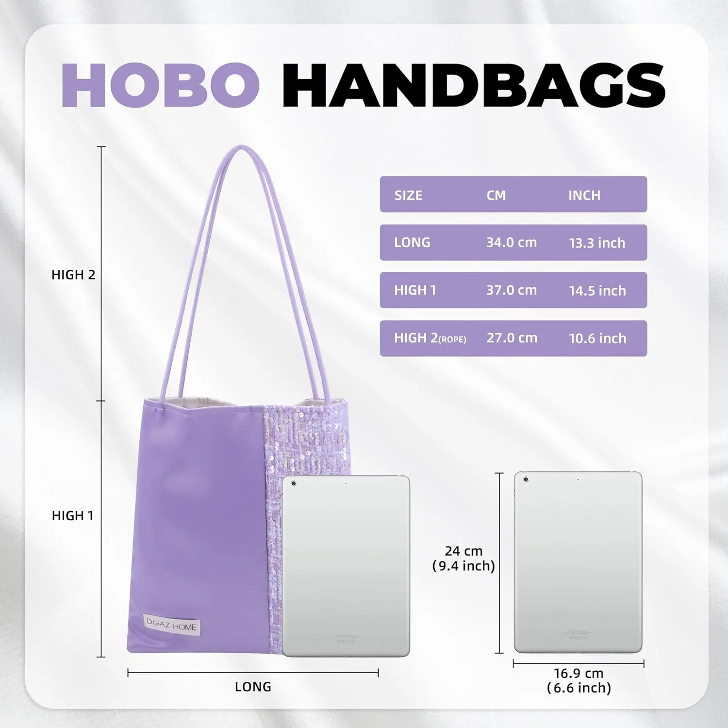 DGAZ Designer Hobo Bags for Women, Large Shoulder Bags, Luxury Tote Bag with Zipper