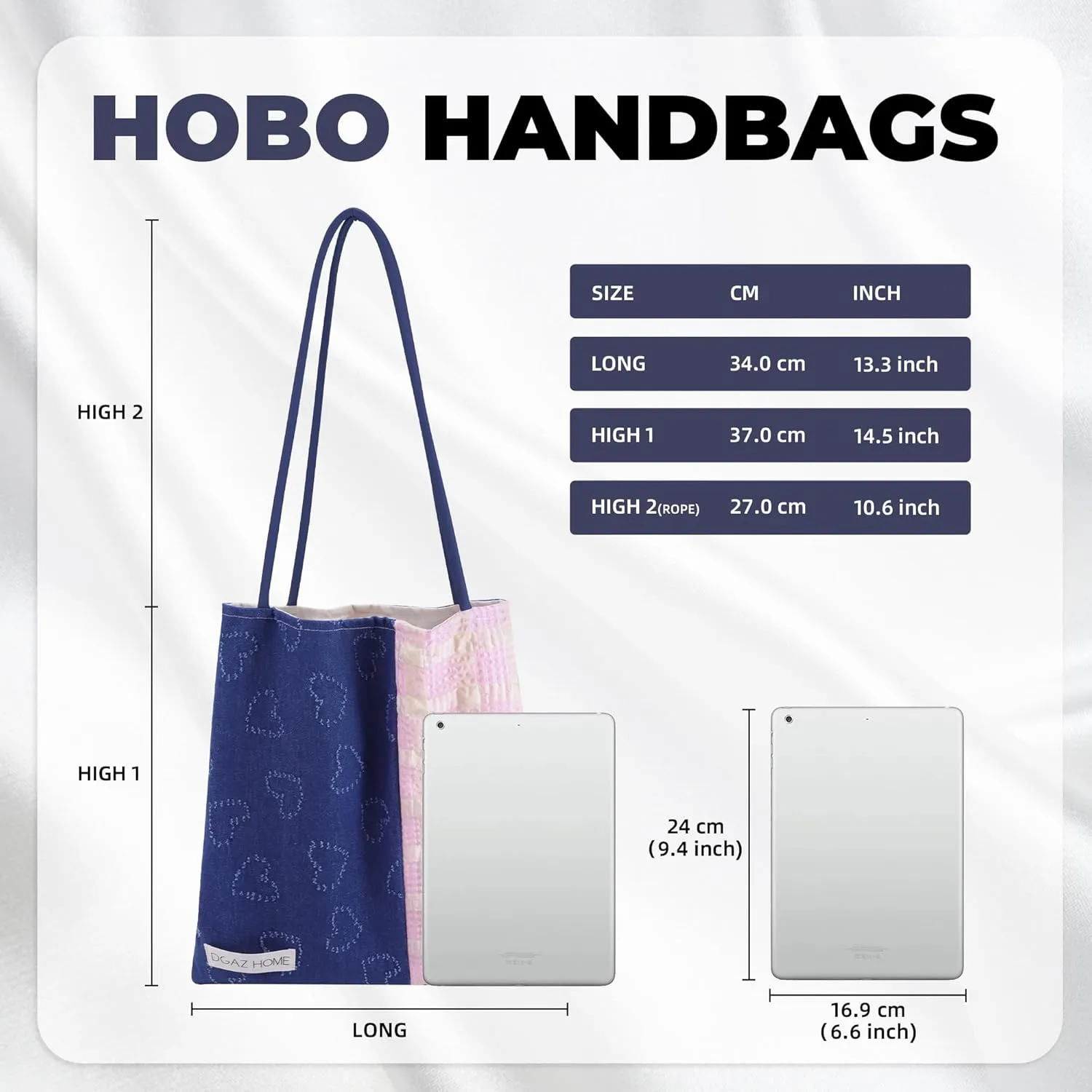 DGAZ Designer Hobo Bags for Women, Large Shoulder Bags, Luxury Tote Bag with Zipper