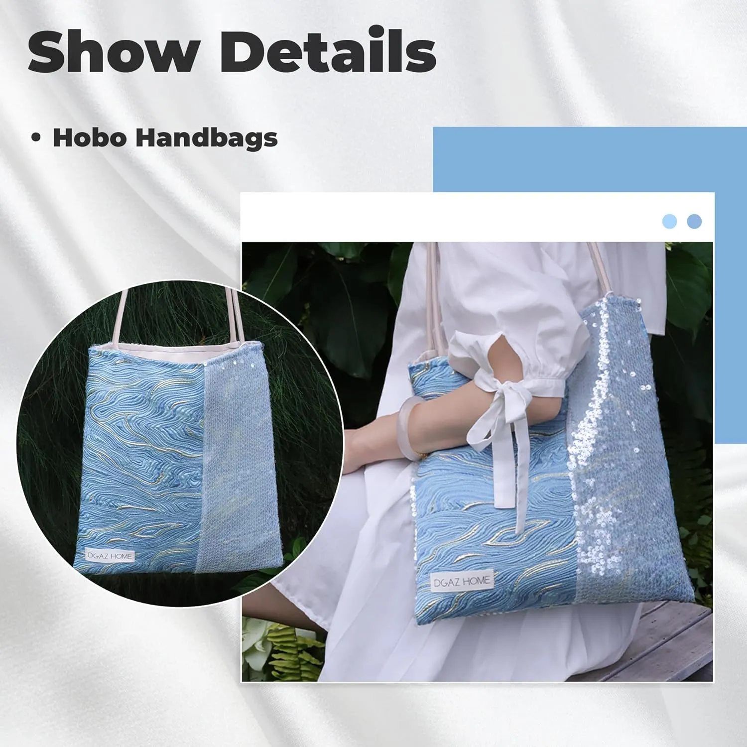 DGAZ Designer Hobo Bags for Women, Large Shoulder Bags, Luxury Tote Bag with Zipper