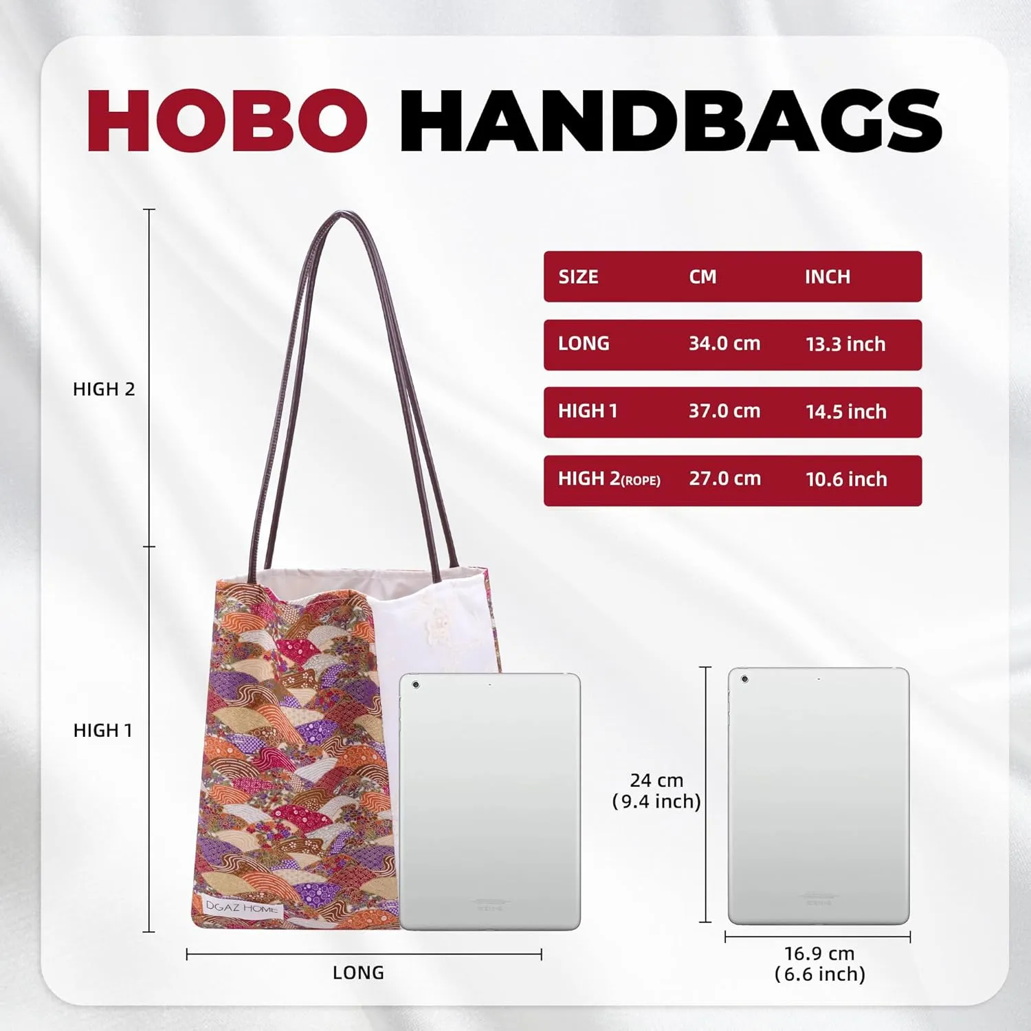 DGAZ Designer Hobo Bags for Women, Large Shoulder Bags, Luxury Tote Bag with Zipper