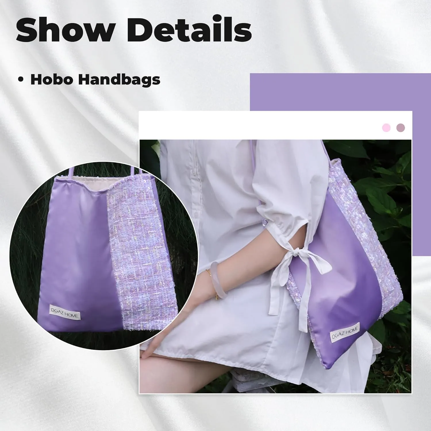 DGAZ Designer Hobo Bags for Women, Large Shoulder Bags, Luxury Tote Bag with Zipper