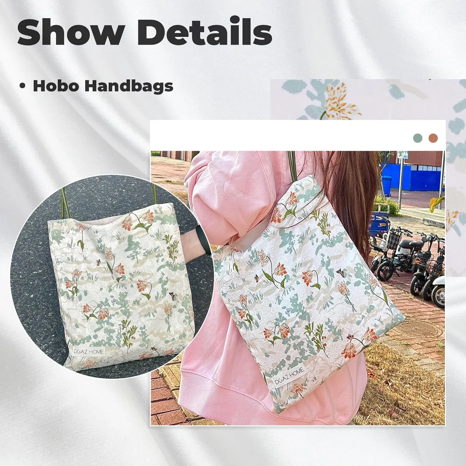 DGAZ Designer Hobo Bags for Women, Luxury Tote Bag with Zipper, Large Shoulder Bags