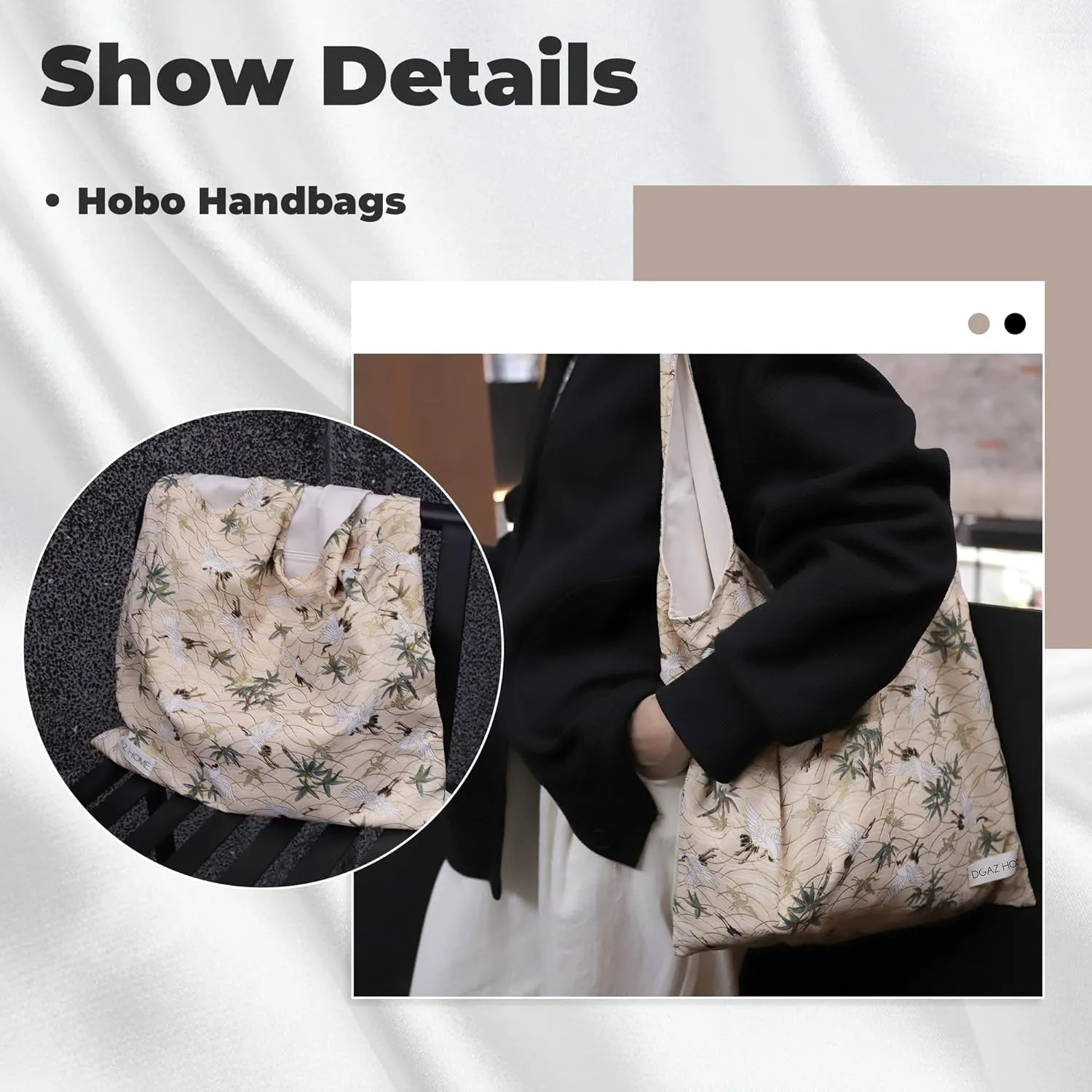 DGAZ Designer Shoulder Bags for Women, Luxury Tote Bag with Zipper, Large Shoulder Hobo Bags