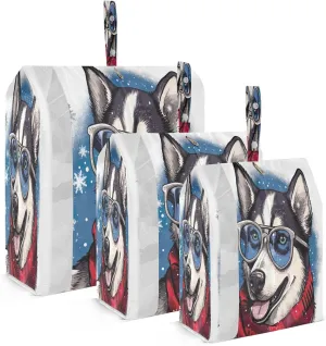 Dog Winter Snowflakes Packing Cubes for Travel 3 Set Travel Bags Organizer Suitcase Organizer Bags Set for Travel