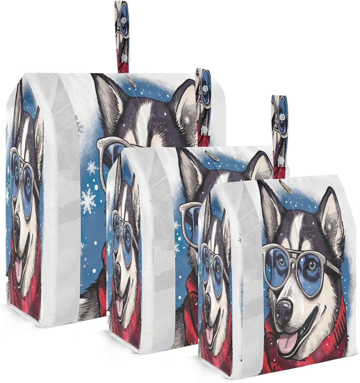 Dog Winter Snowflakes Packing Cubes for Travel 3 Set Travel Bags Organizer Suitcase Organizer Bags Set for Travel