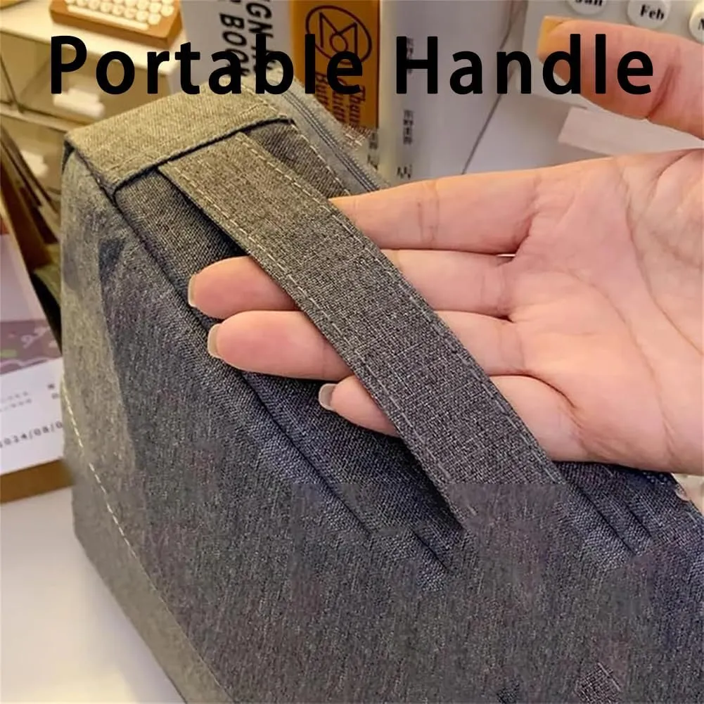 Doresty Makeup Bag with Compartments, Portable Multi-purpose Large Capacity Standing Cosmetic Bag, Travel Waterproof Spacious Vertical Toiletry Organizer (Navy Blue-Oxford Cloth)