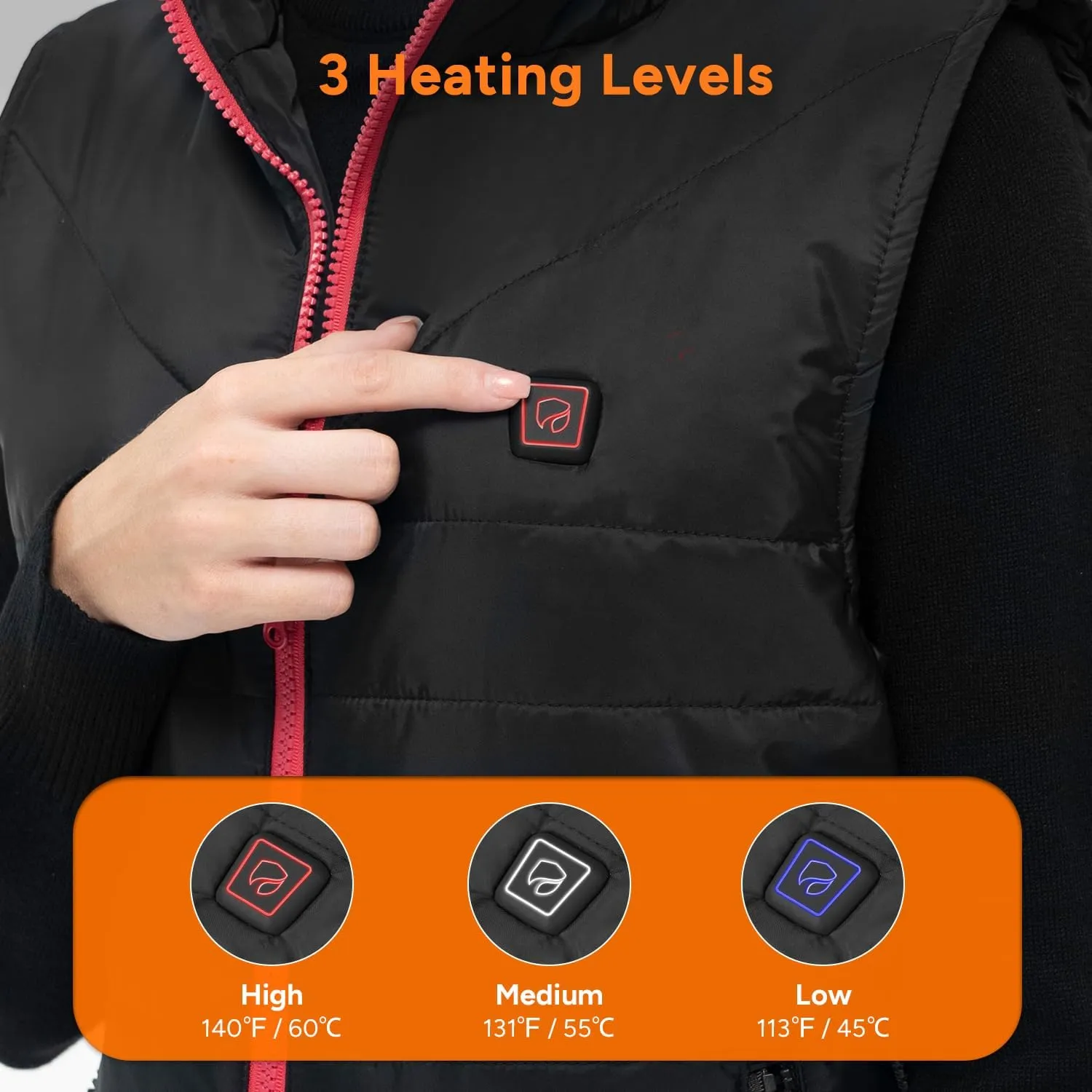 DR.PREPARE Heated Vest, Lightweight Heating Vest, 3 Heat Levels, 6 Heat Zones, Adjustable Size (Battery Not Included)