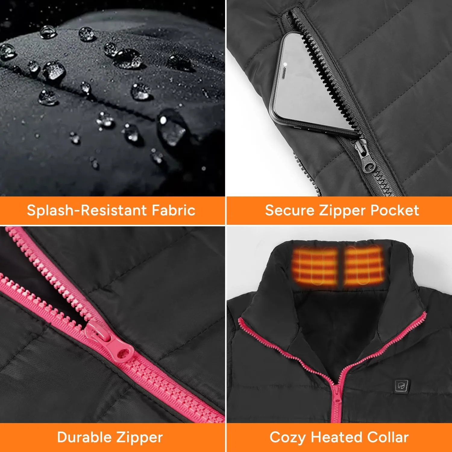 DR.PREPARE Heated Vest, Lightweight Heating Vest, 3 Heat Levels, 6 Heat Zones, Adjustable Size (Battery Not Included)