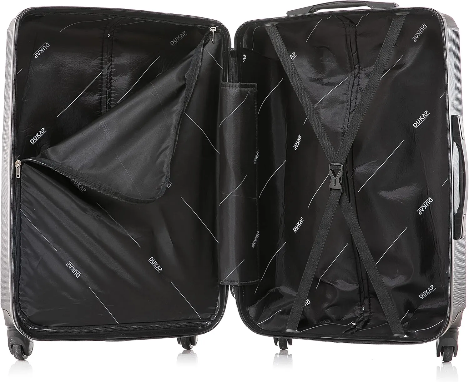 DUKAP DISCOVERY Luggage with Spinner Wheels | Spacious Durable Lightweight Hardside Suitcase, Travel Bag with Handle and Trolley | 28-Inch Large Checked Luggage | Black