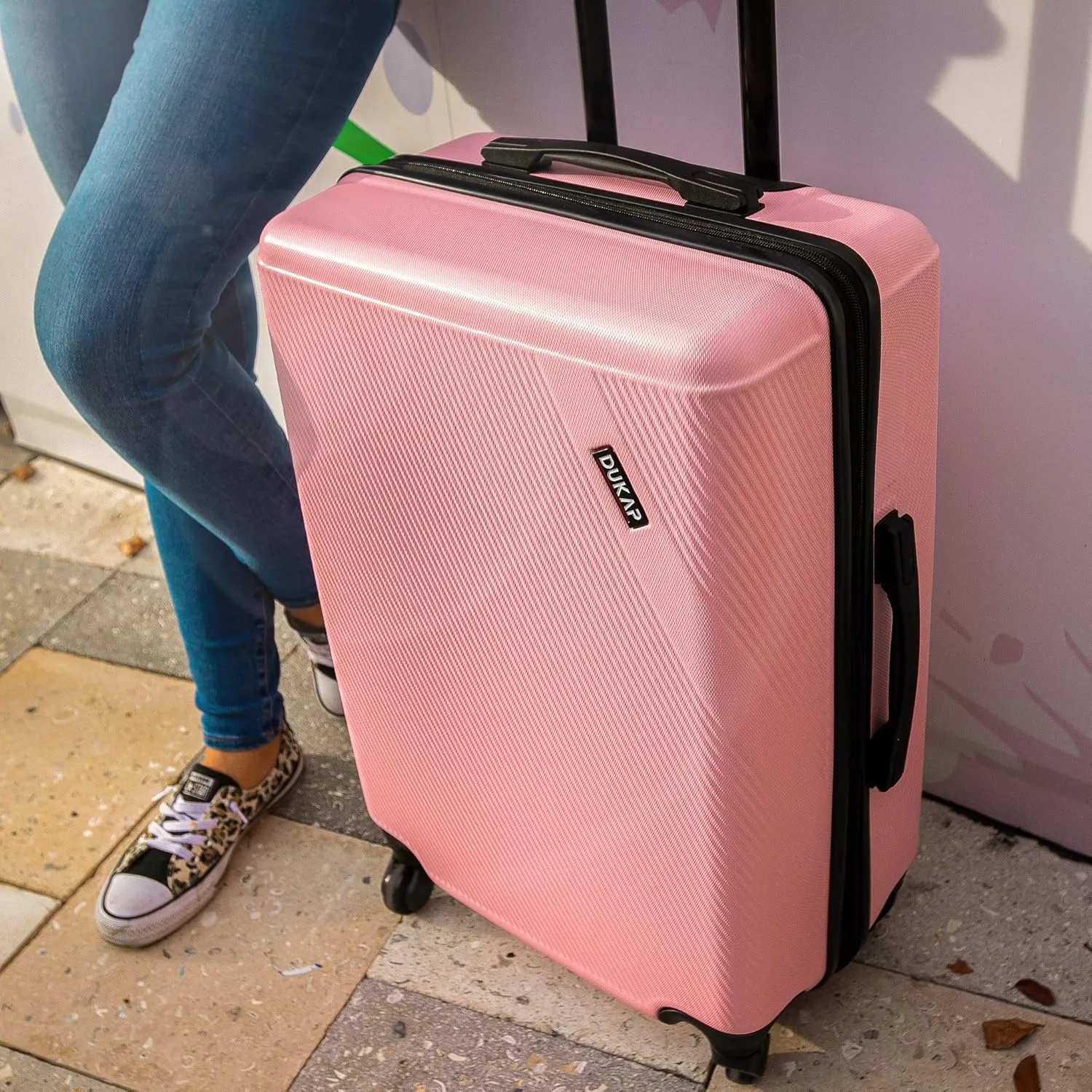 DUKAP DISCOVERY Luggage with Spinner Wheels | Spacious Durable Lightweight Hardside Suitcase, Travel Bag with Handle and Trolley | 28 Inch Large Checked Luggage | Pink