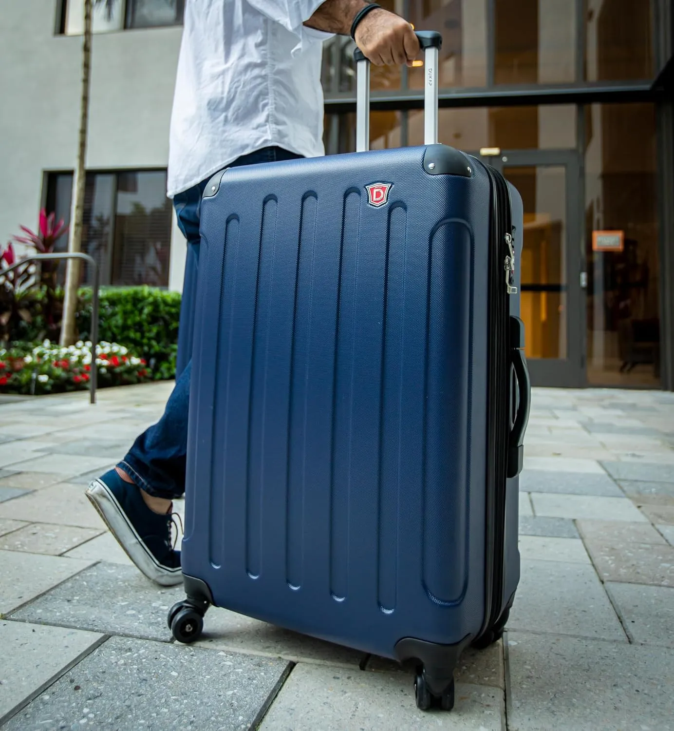 DUKAP INTELY Suitcase with Ergonomic GEL Handle | Spacious Hardside Travel Luggage with TSA Combination Lock and Digital Weight Scale | 28 Inch Medium Spinner Suitcase | Blue