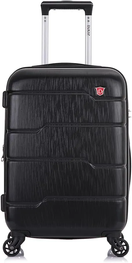 DUKAP RODEZ Hardside Luggage with Ergonomic Handles and TSA Lock | Spacious Traveling Suitcase Travel Suitcase with Four Spinner Wheels and Studs | 20 Inch Carry On Luggage | Black