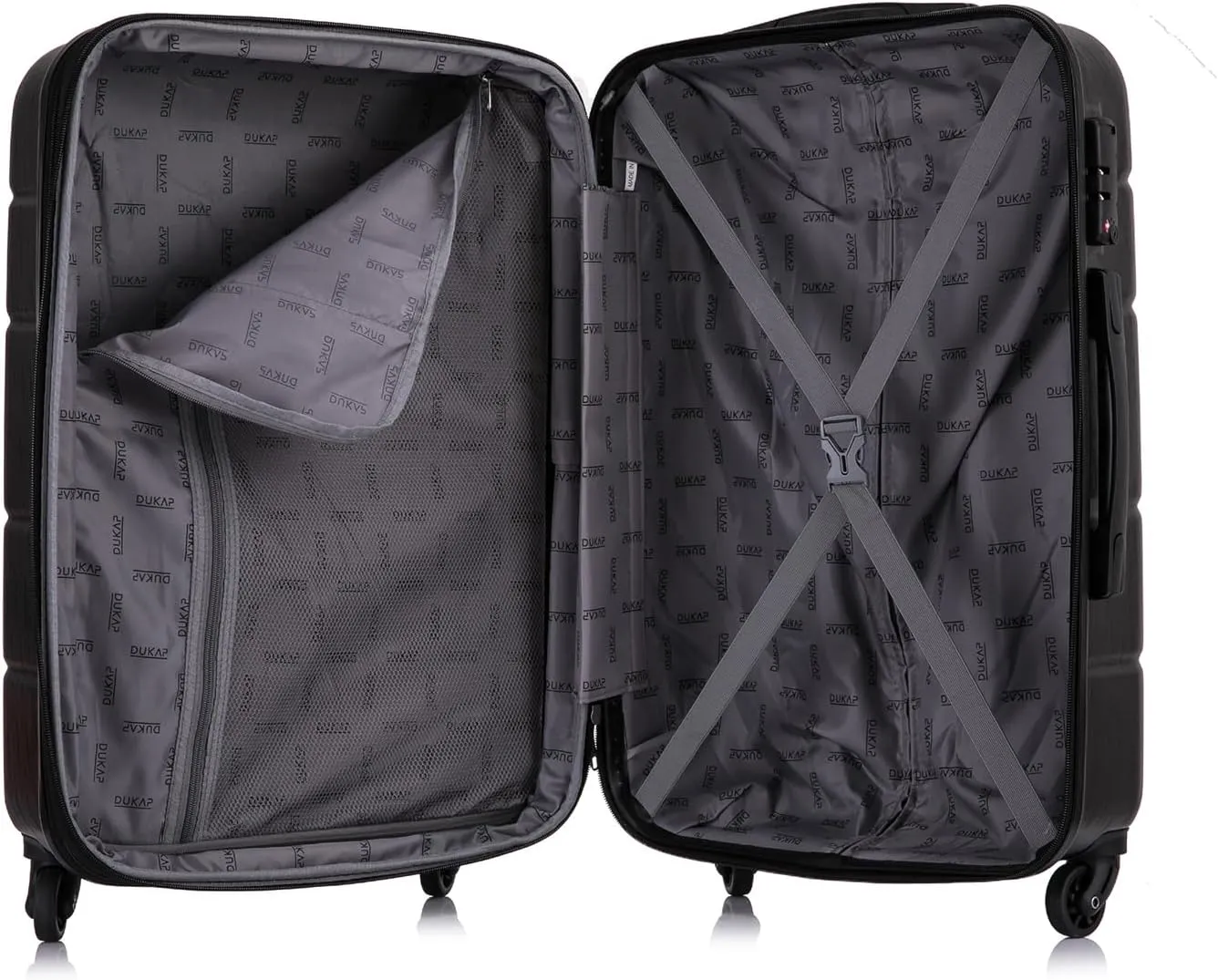 DUKAP RODEZ Hardside Luggage with Ergonomic Handles and TSA Lock | Spacious Traveling Suitcase Travel Suitcase with Four Spinner Wheels and Studs | 20 Inch Carry On Luggage | Black