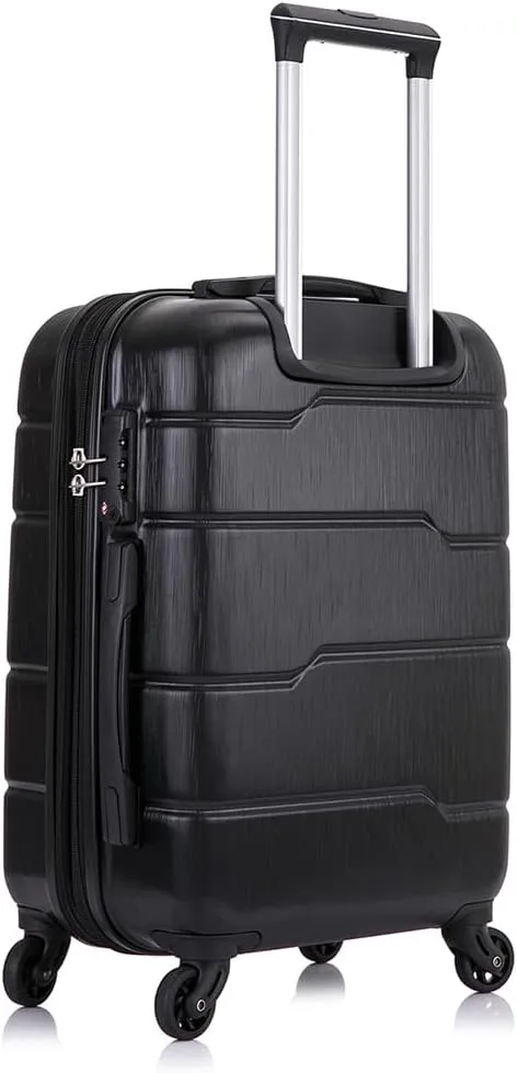 DUKAP RODEZ Hardside Luggage with Ergonomic Handles and TSA Lock | Spacious Traveling Suitcase Travel Suitcase with Four Spinner Wheels and Studs | 20 Inch Carry On Luggage | Black