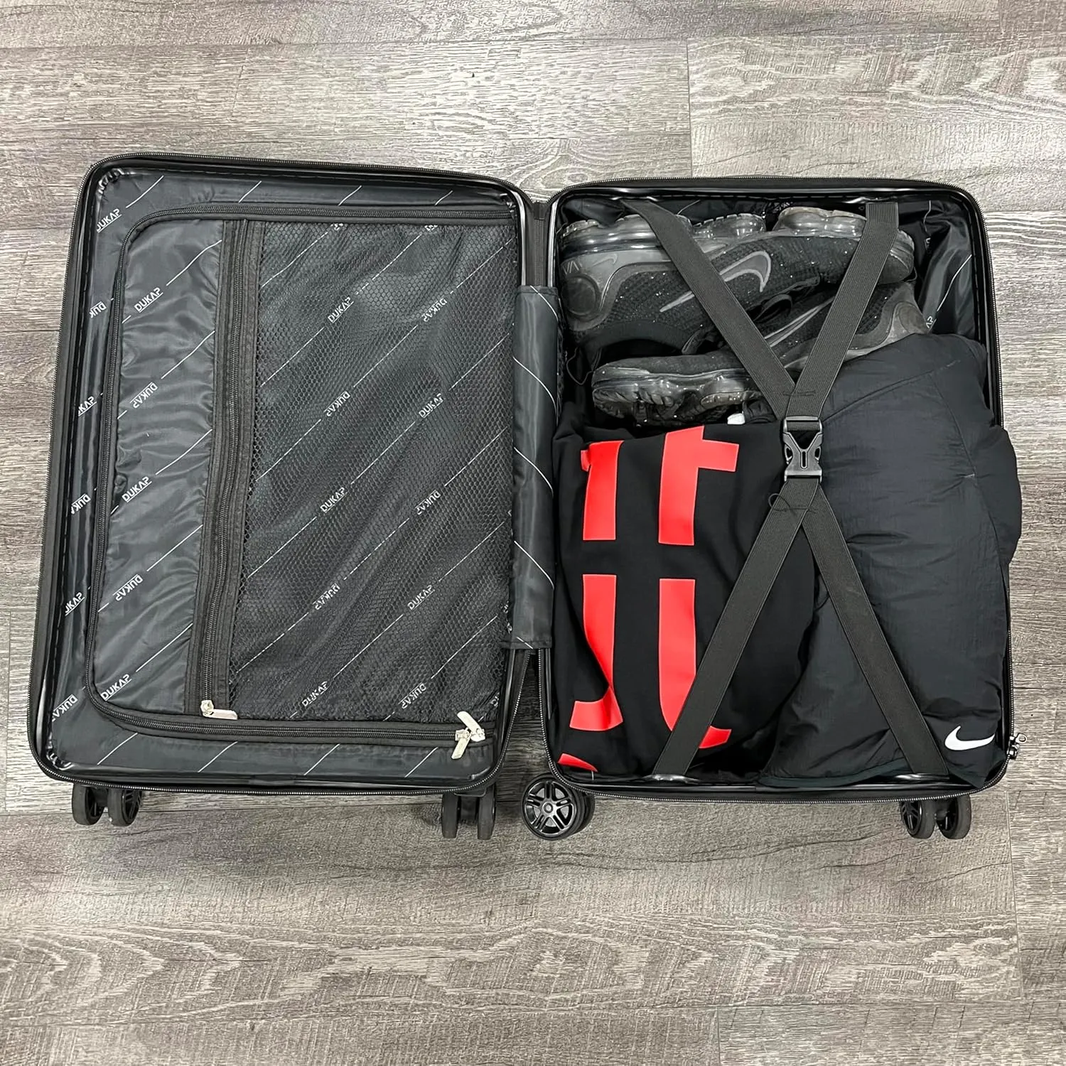 DUKAP TOUR Luggage With Ergonomic GEL Handle| Spacious Traveling Suitcase, Travel Suitcase with TSA Combination Lock | 24 Inch Medium Lightweight Spinner Luggage | Black