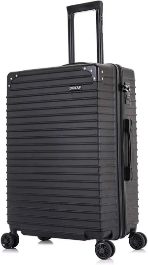 DUKAP TOUR Luggage With Ergonomic GEL Handle| Spacious Traveling Suitcase, Travel Suitcase with TSA Combination Lock | 24 Inch Medium Lightweight Spinner Luggage | Black