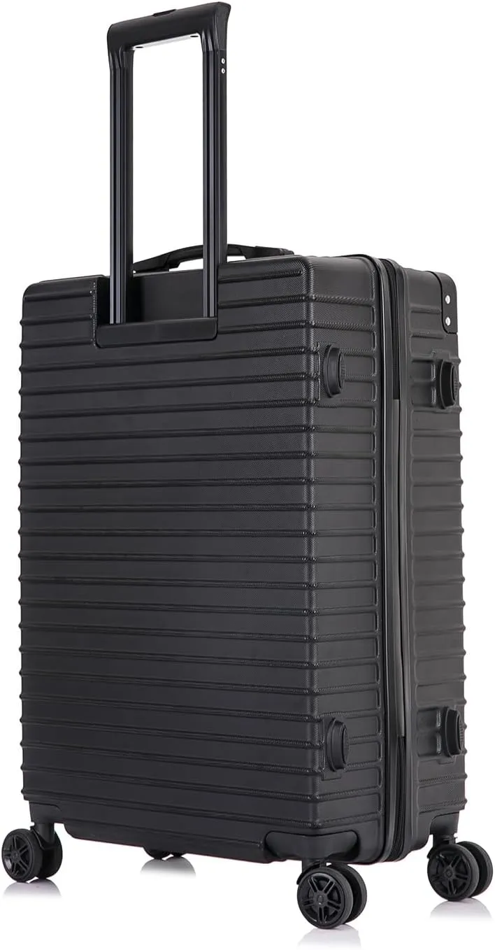 DUKAP TOUR Luggage With Ergonomic GEL Handle| Spacious Traveling Suitcase, Travel Suitcase with TSA Combination Lock | 24 Inch Medium Lightweight Spinner Luggage | Black