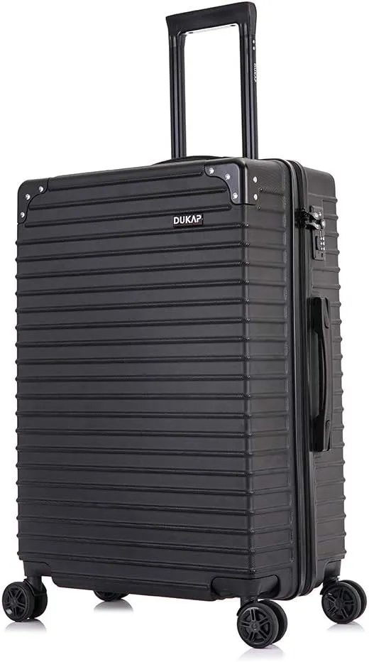 DUKAP TOUR Luggage With Ergonomic GEL Handle| Spacious Traveling Suitcase, Travel Suitcase with TSA Combination Lock | 24 Inch Medium Lightweight Spinner Luggage | Black