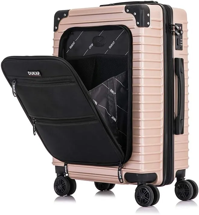 DUKAP TOUR Luggage with Integrated USB Port and Spinner Wheel | Spacious Travel Suitcase with TSA Lock and Ergonomic GEL Handle | 20 Inch Carry-On Hardside Luggage | Champagne