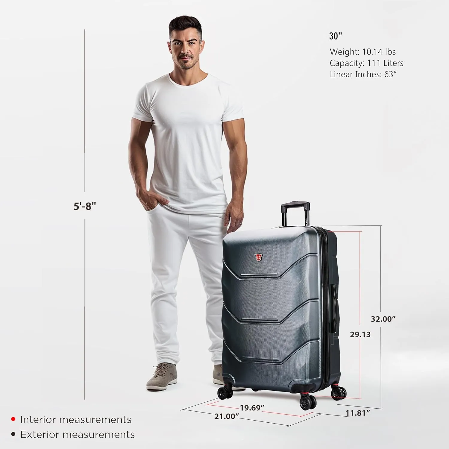 DUKAP ZONIX Luggage with Spinner Wheels | Durable Lightweight Hardside Suitcase, Spacious Travel Bag with Handle and Trolley | 30 Inch Large Checked Luggage | Green
