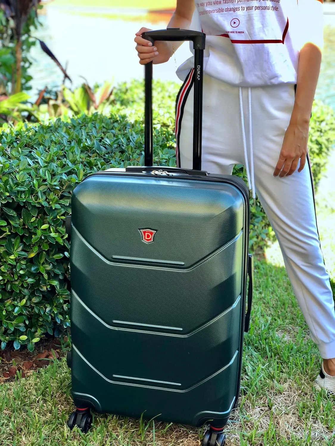 DUKAP ZONIX Luggage with Spinner Wheels | Durable Lightweight Hardside Suitcase, Spacious Travel Bag with Handle and Trolley | 30 Inch Large Checked Luggage | Green