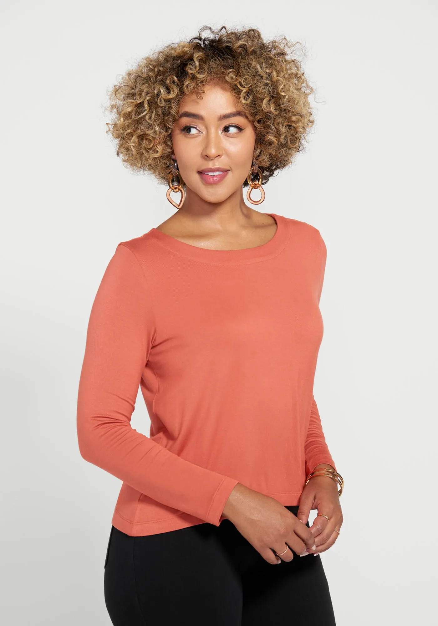 Essential Scoop Long Sleeve (Burnished Coral)