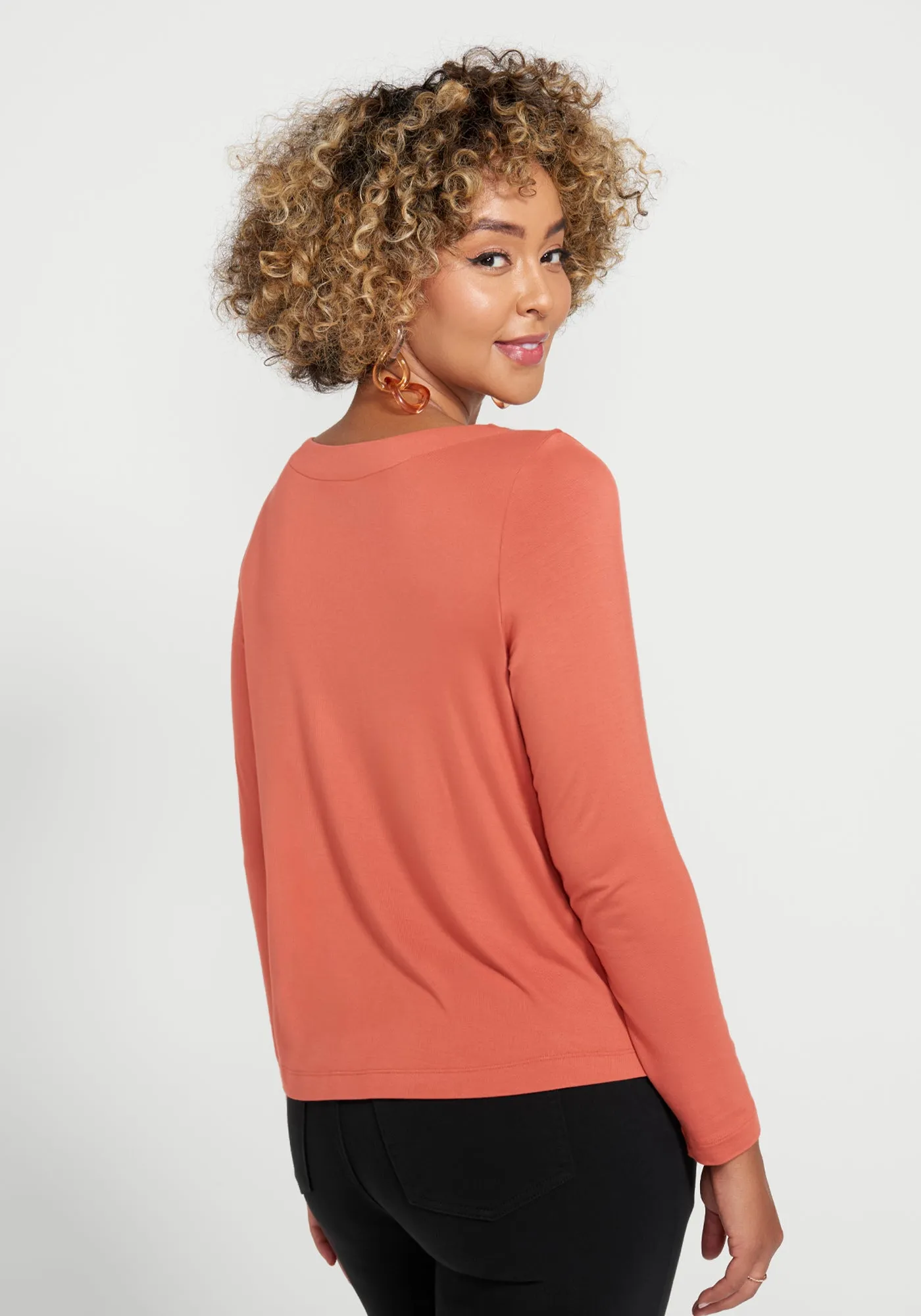 Essential Scoop Long Sleeve (Burnished Coral)