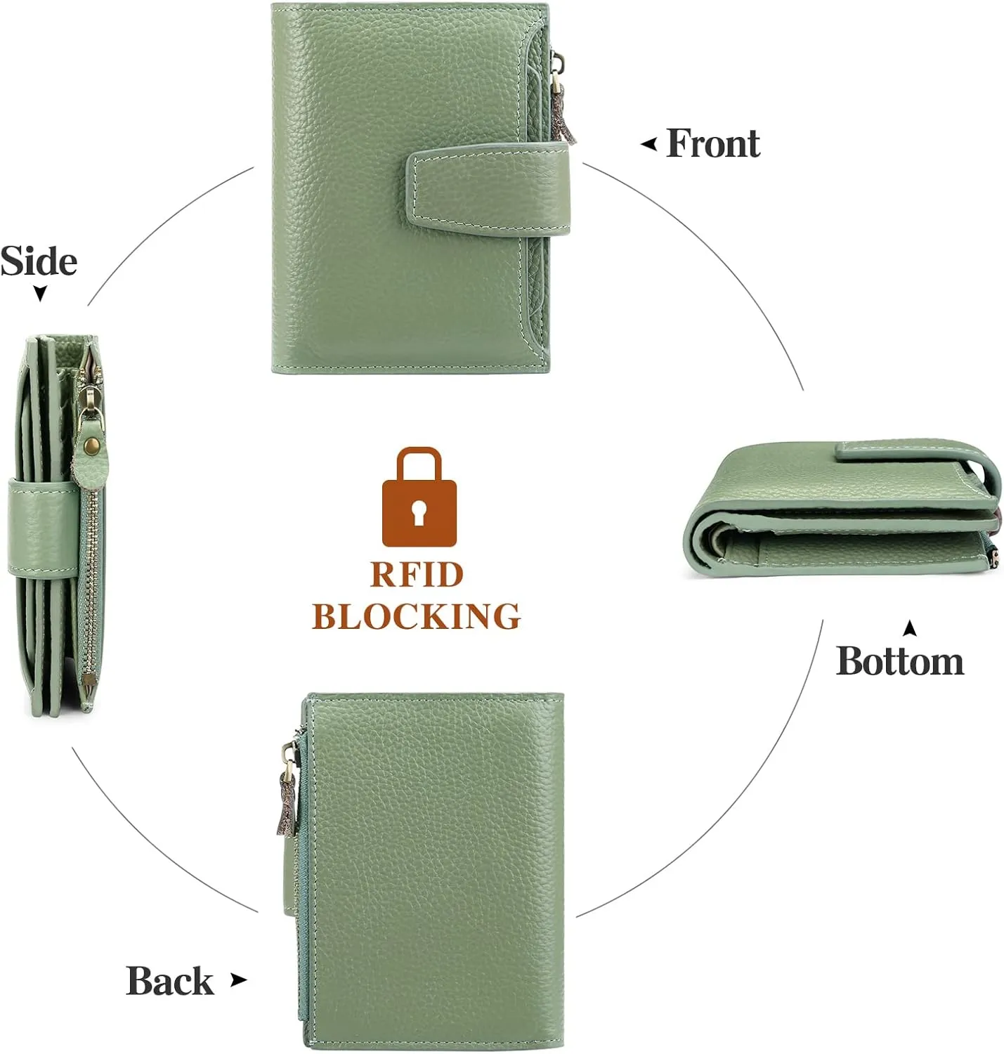 FALAN MULE Small Wallet for Women Leather Bifold Compact RFID Blocking Small Womens Wallet
