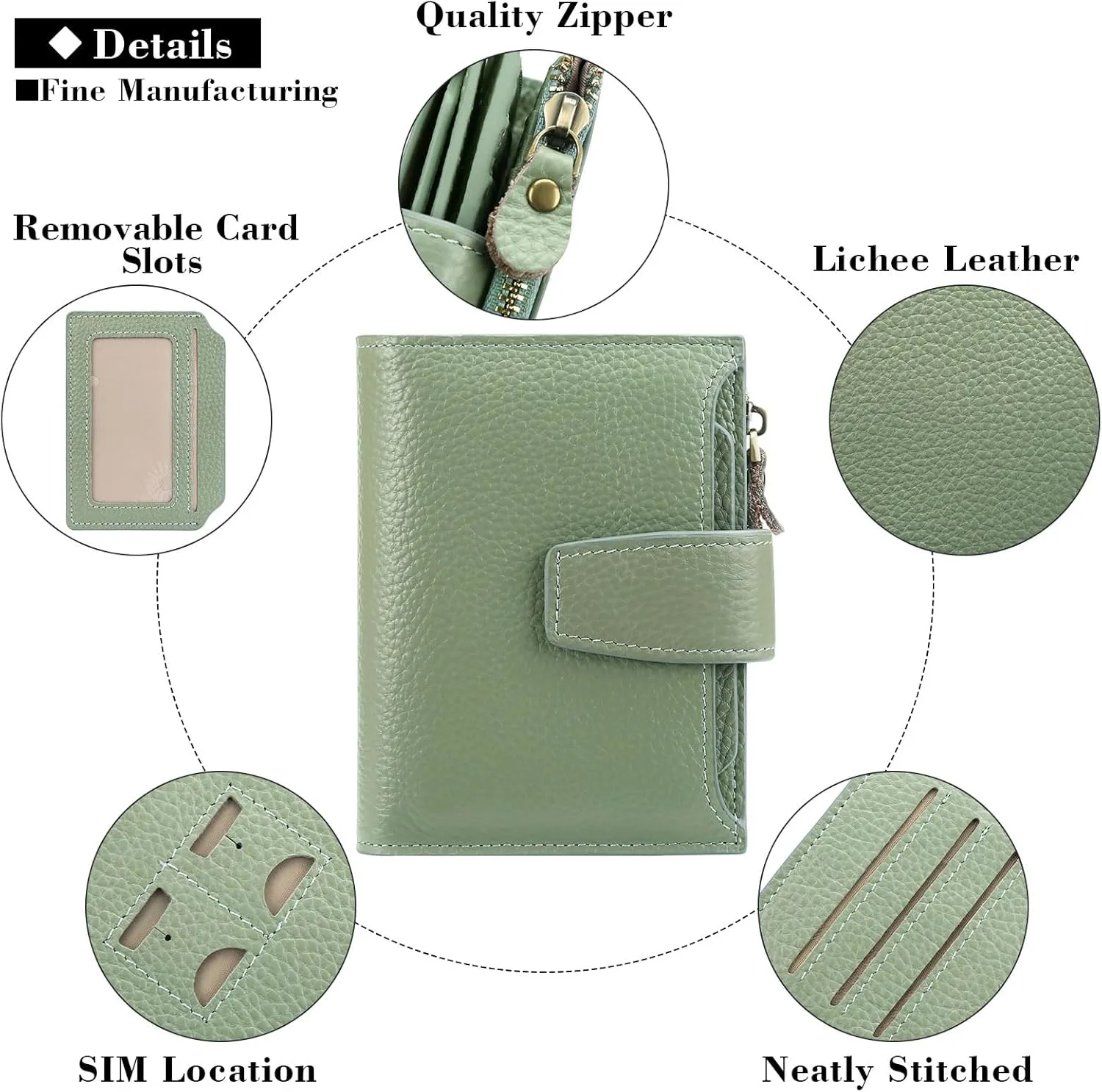 FALAN MULE Small Wallet for Women Leather Bifold Compact RFID Blocking Small Womens Wallet