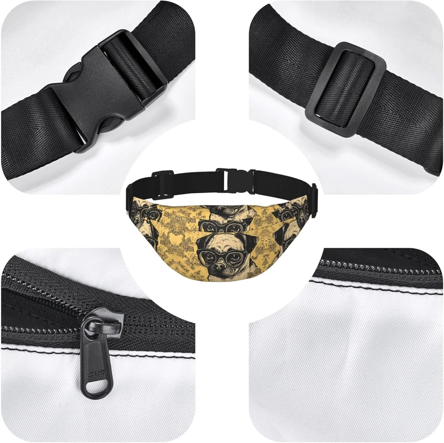 Fanny Pack for Women Men A Dog Wearing Glasses Waist Bag Waterproof Belt Bag with Adjustable Strap