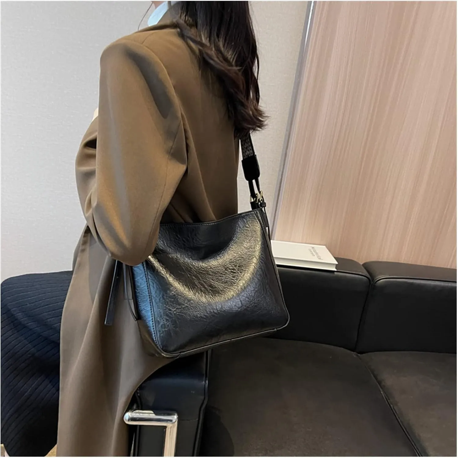 Fashion Luxury Crossbody Bags For Women Shoulder Handbags Vintage Simple Small Leather Bucket Crossbody Bags For Women(Yellow)
