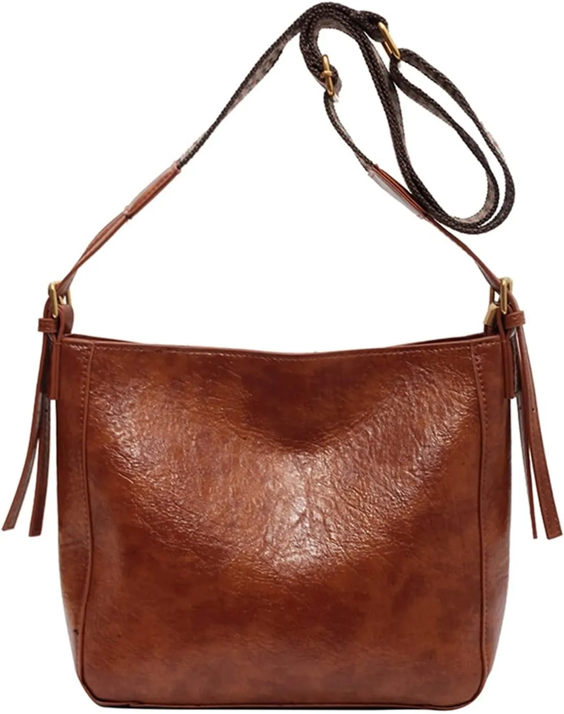 Fashion Luxury Crossbody Bags For Women Shoulder Handbags Vintage Simple Small Leather Bucket Crossbody Bags For Women(Yellow)