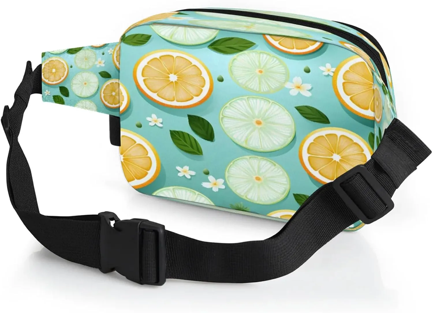 Fruity Slices Waterproof Unisex Square Fanny Pack, Adjustable Waist Bag with Pockets, Sturdy Lightweight Crossbody Bag for Travel, Running, Hiking (9x6.1x2.5 Inches)