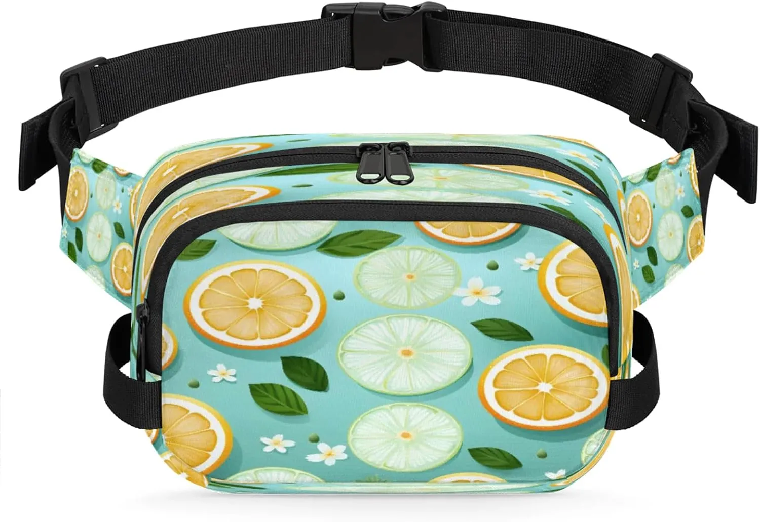 Fruity Slices Waterproof Unisex Square Fanny Pack, Adjustable Waist Bag with Pockets, Sturdy Lightweight Crossbody Bag for Travel, Running, Hiking (9x6.1x2.5 Inches)