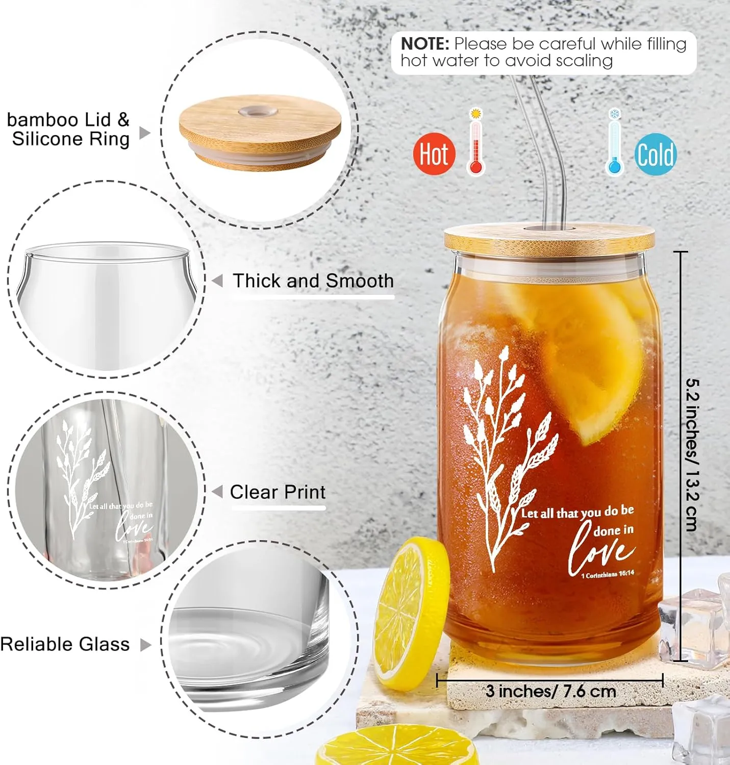 Fumete Christian Gift for Women Teacher School Graduation Flower Makeup Cosmetic Bag Bible Verse Glass Coffee Cup with Bamboo Lid Straw Mini Compact Mirror Religious Scripture Church(Bible-c,8 Sets)