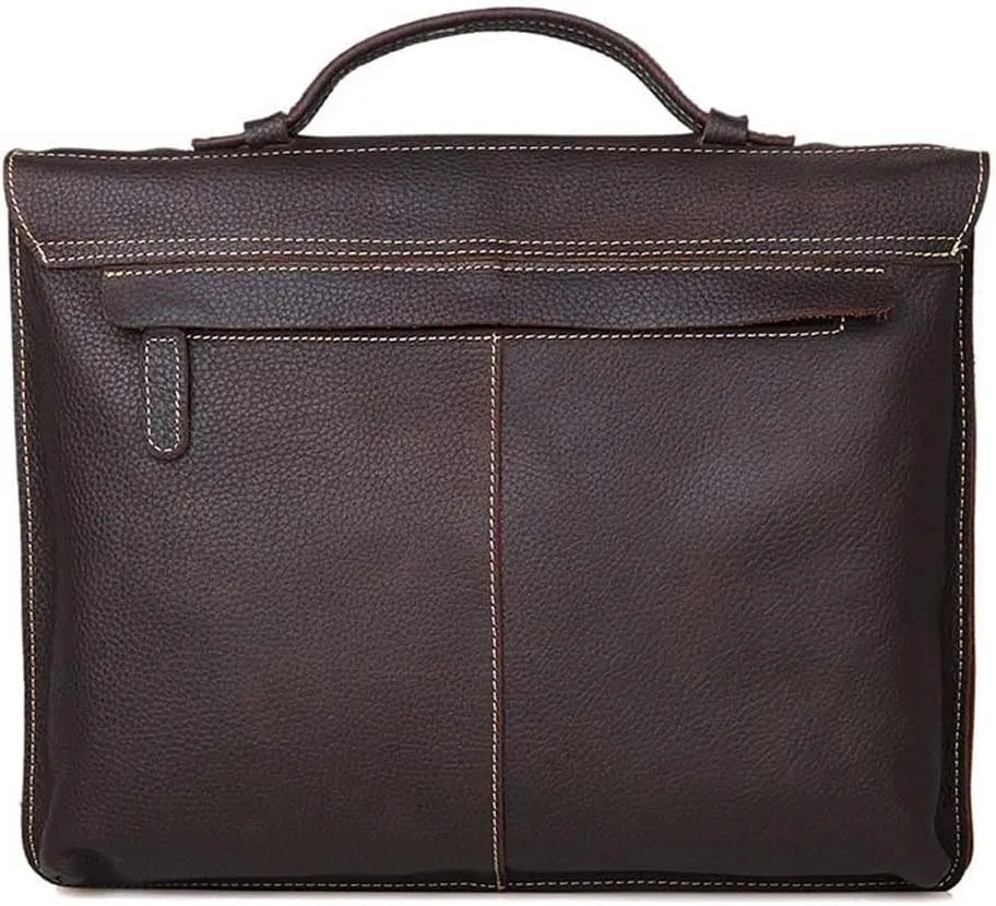 Genuine Leather Briefcase Convertible 14 Inch Laptop Messenger Bags Handbag Multifunction Business Office Men Shoulder Bag (Color : Dark Brown, Size : 14 inch)