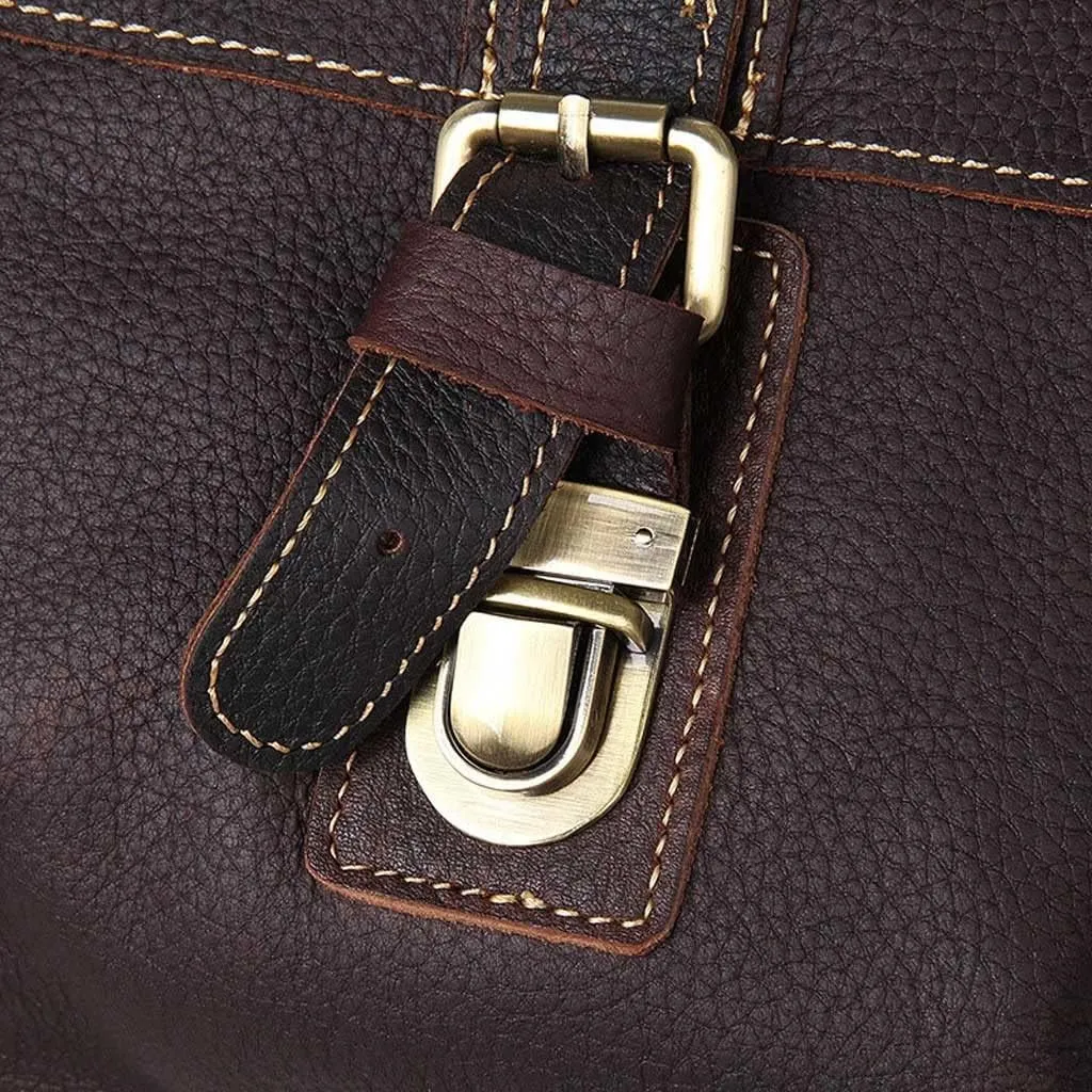 Genuine Leather Briefcase Convertible 14 Inch Laptop Messenger Bags Handbag Multifunction Business Office Men Shoulder Bag (Color : Dark Brown, Size : 14 inch)