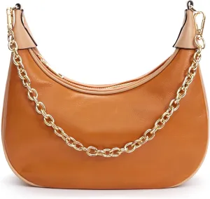 Genuine Leather Crossbody Bags for Women: Small Crescent Shoulder Bag - Trendy Hobo Purse