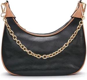 Genuine Leather Crossbody Bags for Women: Small Crescent Shoulder Bag - Trendy Hobo Purse
