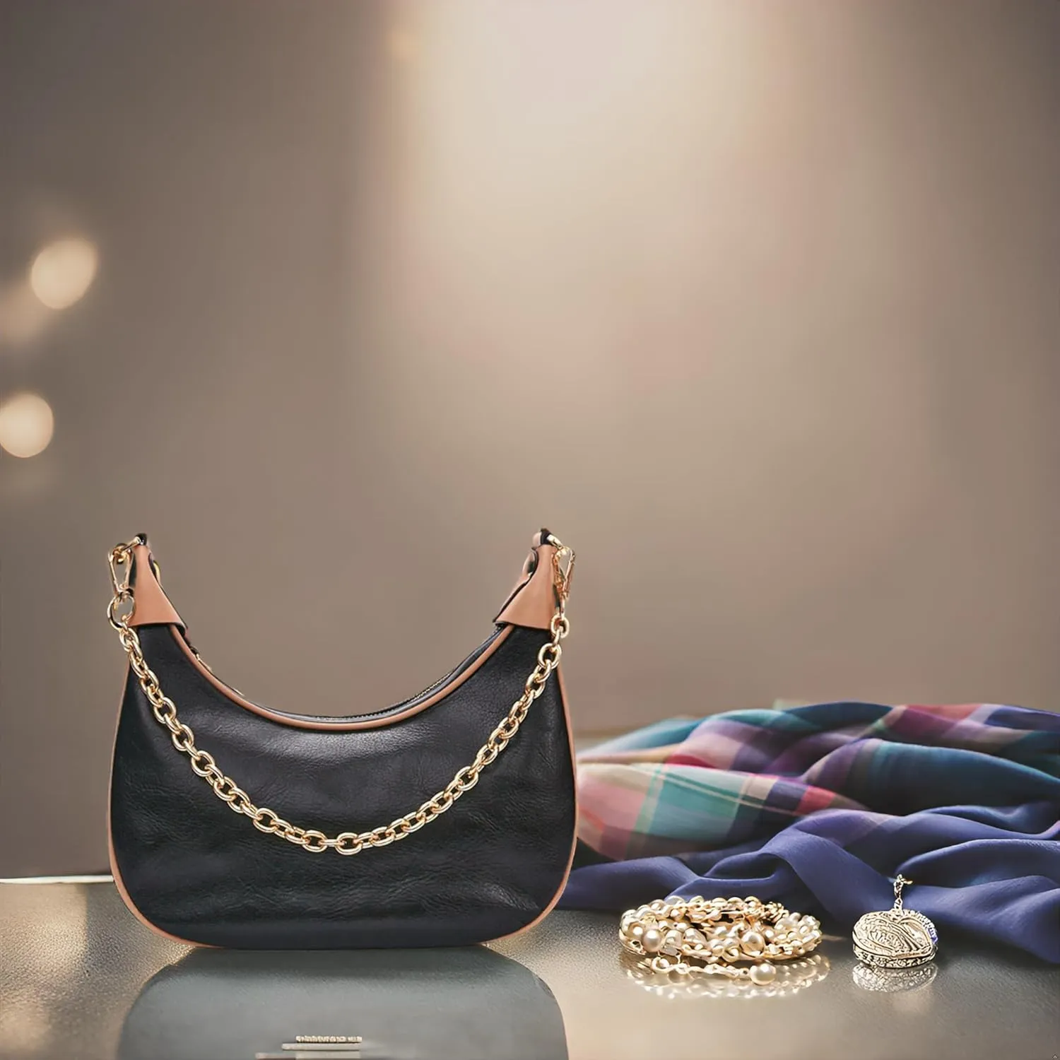 Genuine Leather Crossbody Bags for Women: Small Crescent Shoulder Bag - Trendy Hobo Purse