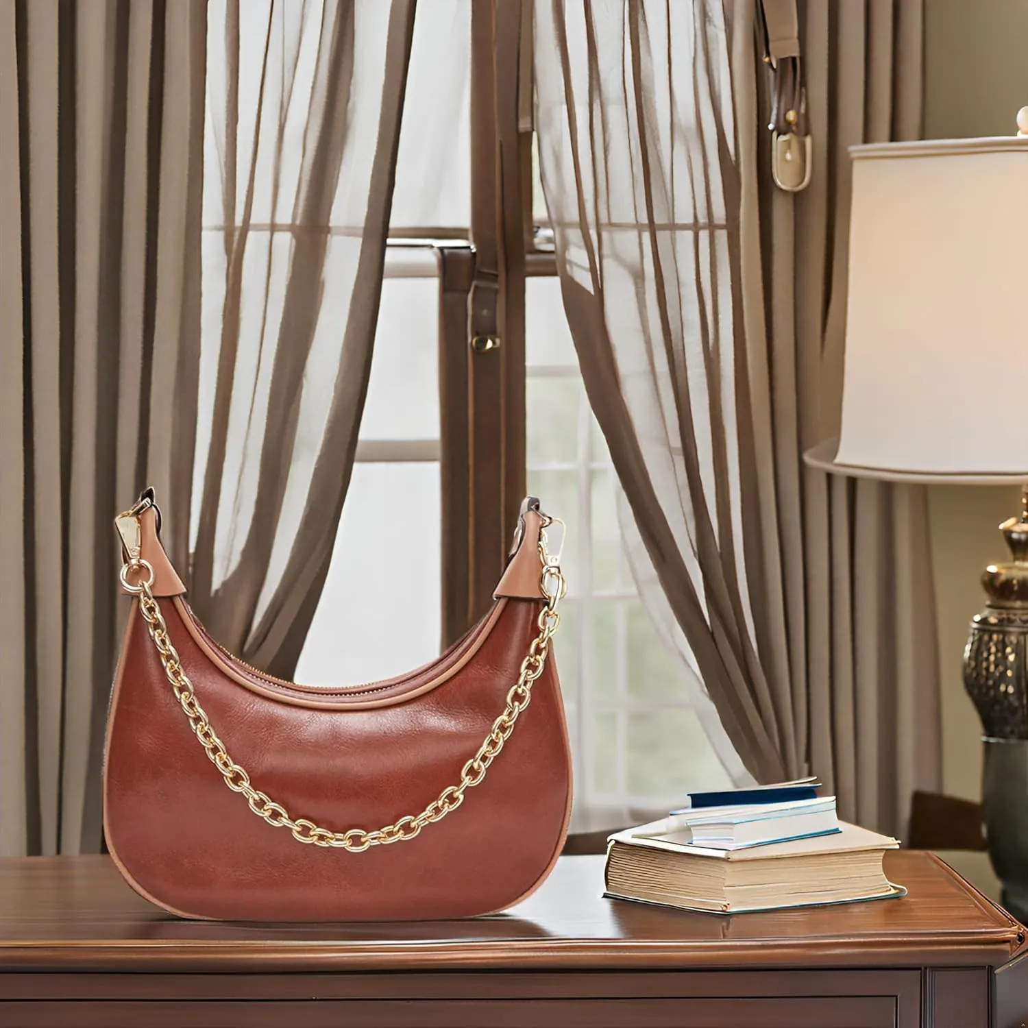 Genuine Leather Crossbody Bags for Women: Small Crescent Shoulder Bag - Trendy Hobo Purse