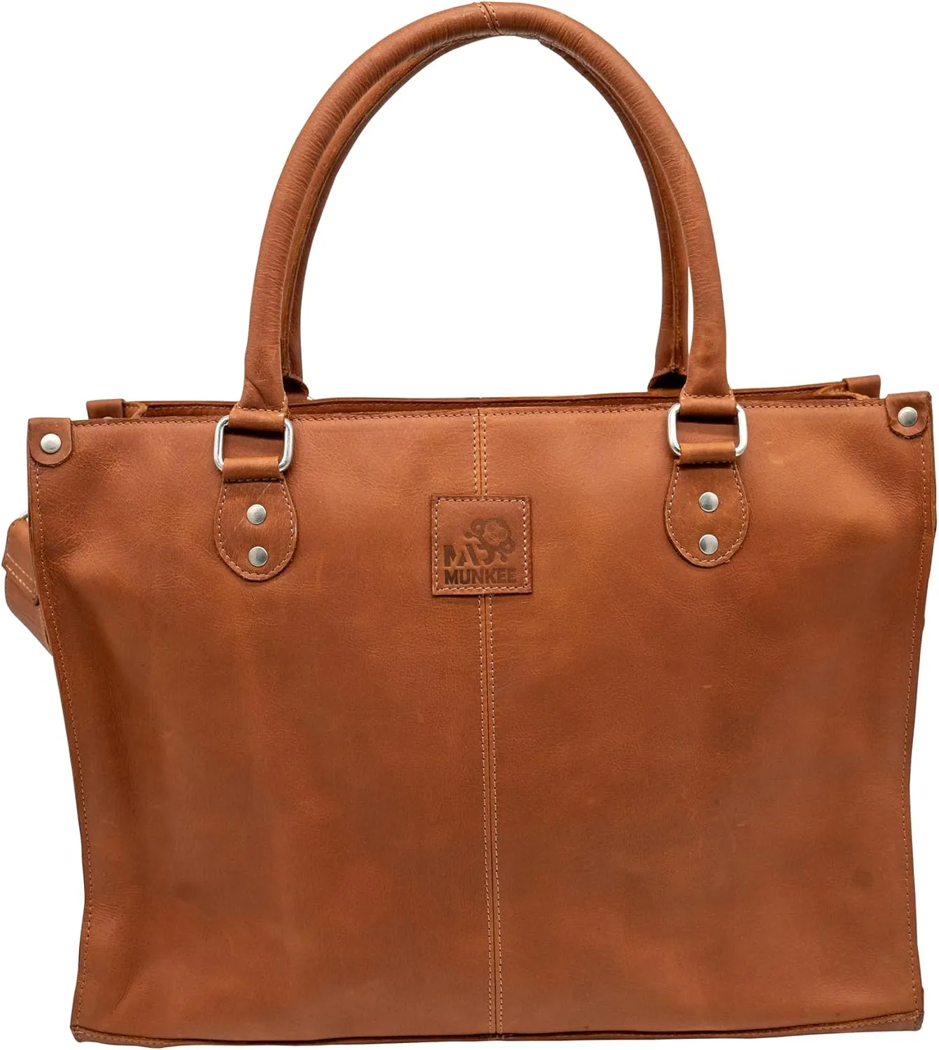 Genuine Leather Handbag for Women - Stylish Brown Tote Bag with Smooth Leather & YKK Zipper - Spacious & Lightweight, Ideal for Work & Casual Outings - 16.5x12x6