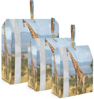 Giraffe Grassland Compression Packing Cubes 3 Set Travel Packing Cubes for Suitcases Organizer Bags Set for Women Men Travel Luggage