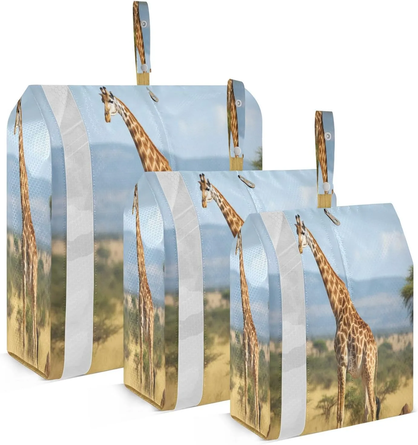 Giraffe Grassland Compression Packing Cubes 3 Set Travel Packing Cubes for Suitcases Organizer Bags Set for Women Men Travel Luggage