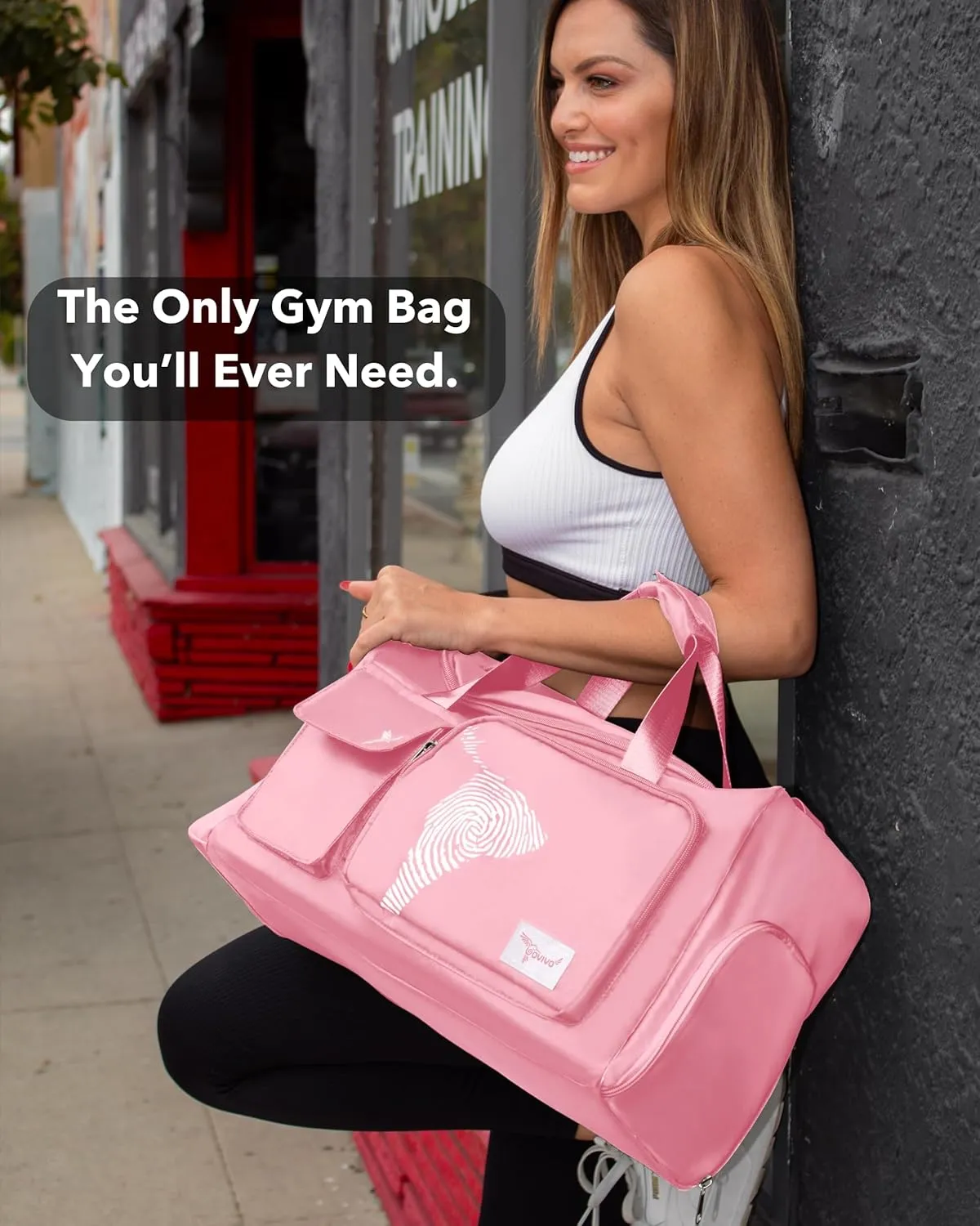 GoVivo Gym Bag with Shoe Compartment, Gym Duffle Bag for Women, Water Resistant Weekender travel Bag, bolso de viaje para mujer, Lightweight & Stylish gym bags, Pink
