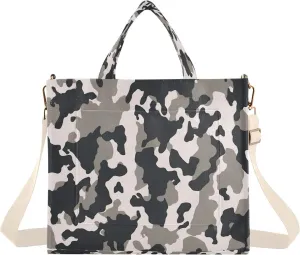 Gray Camouflage Corduroy Tote Bag for Women Hobo Crossbody Bag Purse Stylish Shoulder Handbag Messenger Bags, S